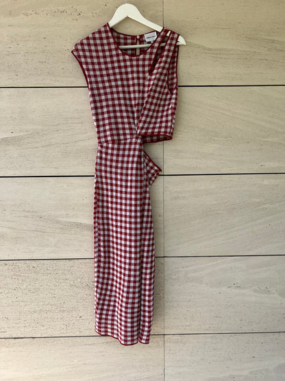 BIMBA Y LOLA. Vestido abertura cuadros T.s