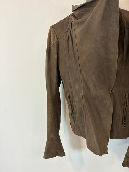 MAJE. Chaqueta ligera marrón piel