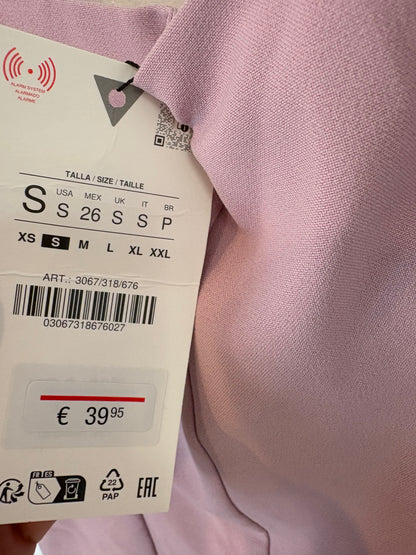 ZARA. Vestido corto malva tablas. T S