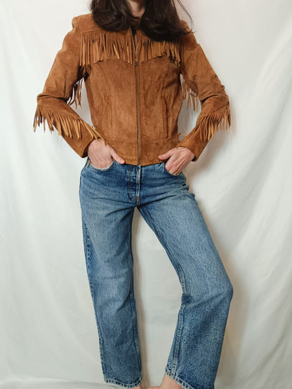 ZARA. Beige Ts fringed jacket