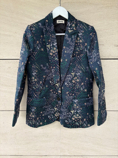 ZADIG & VOLTAIRE. Blazer azul bordados