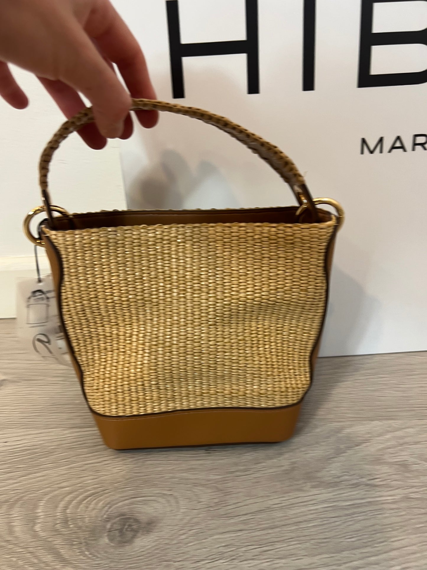 PARFOIS. Mini double handle raffia bag