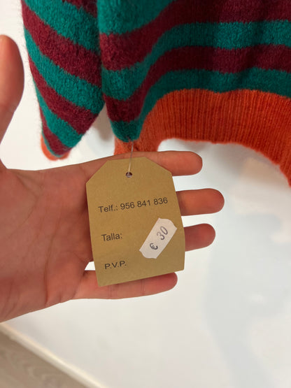 OTHERS. Green and burgundy striped sweater TU(s/m)