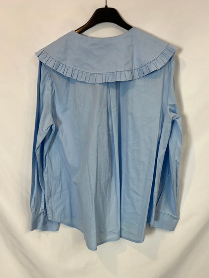 OTRAS. Blusa azul cuello bebé TU(S/M)