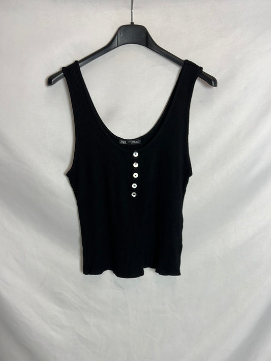 ZARA. Black ribbed top Tm