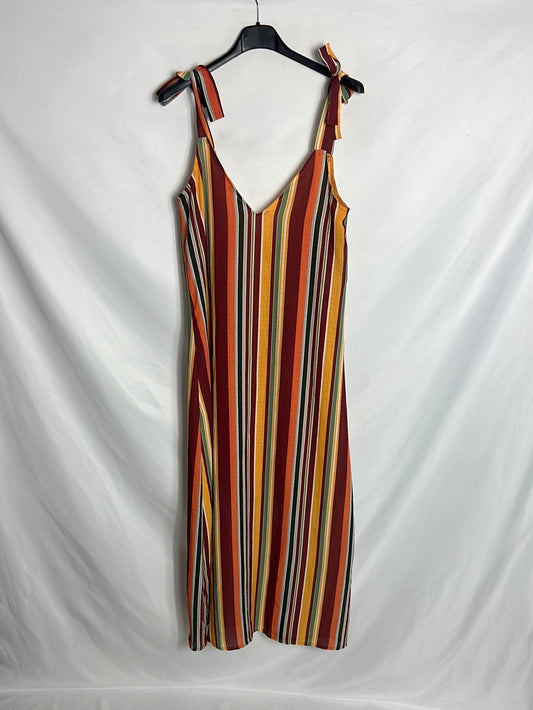 PULL&BEAR. Vestid midi rayas. T XS (S)