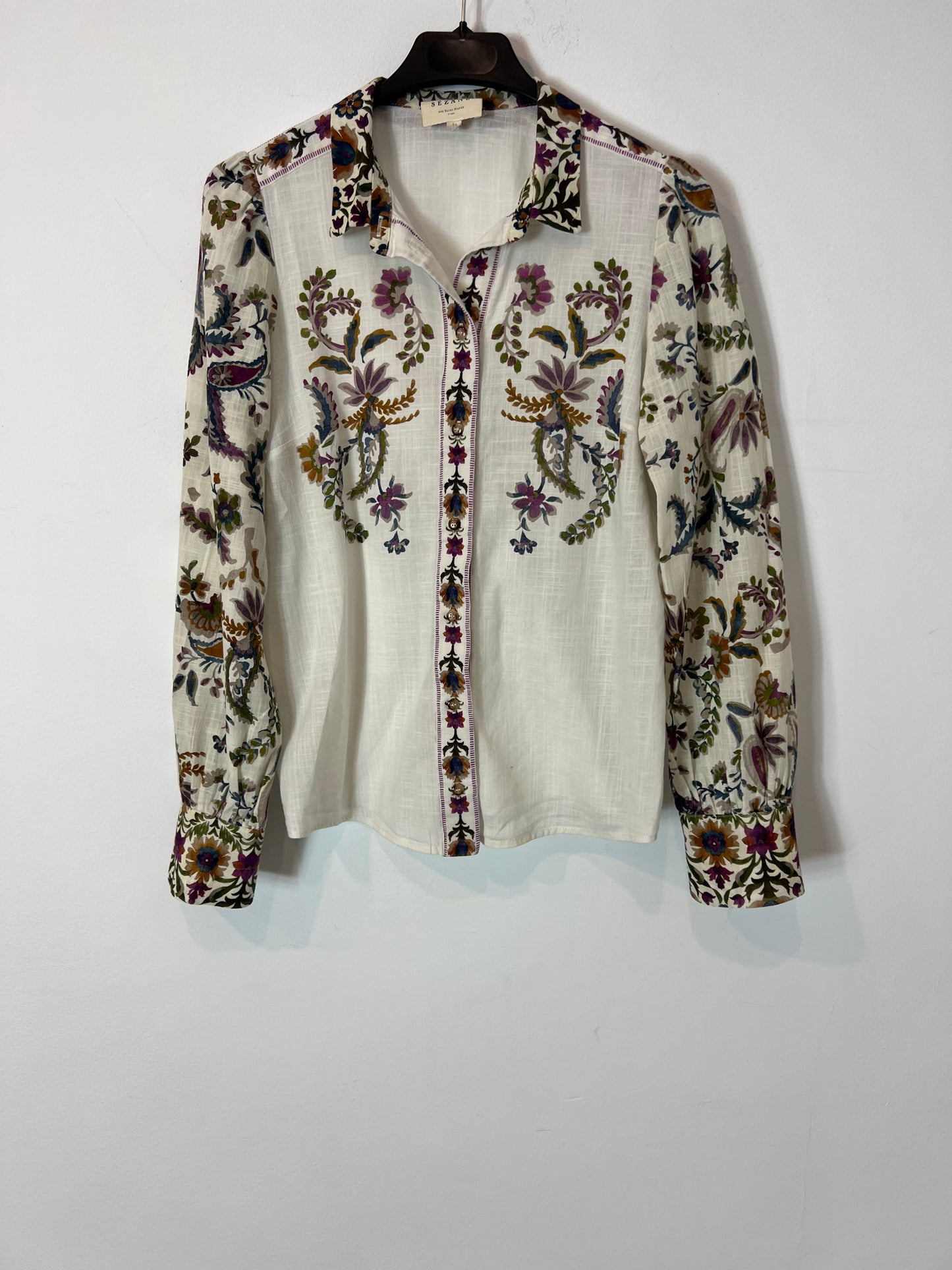 SEZANE. Burgundy floral blouse T.34