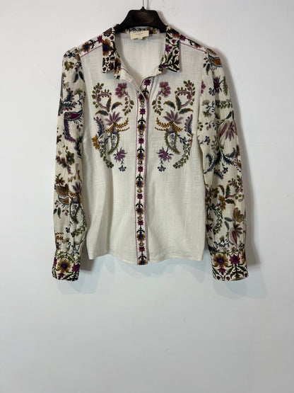 SEZANE. Burgundy floral blouse T.34