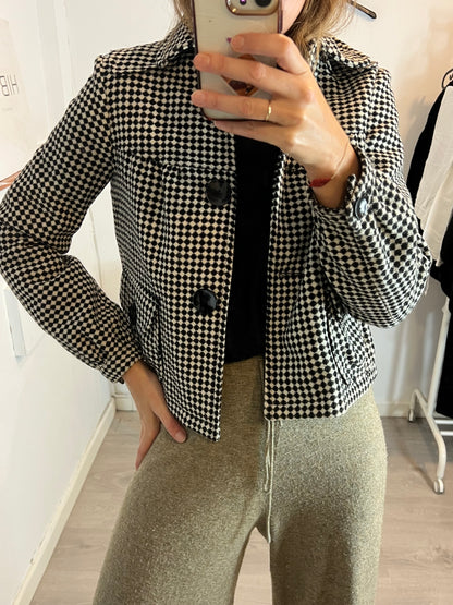 ZARA. Black and white textured Tm jacket