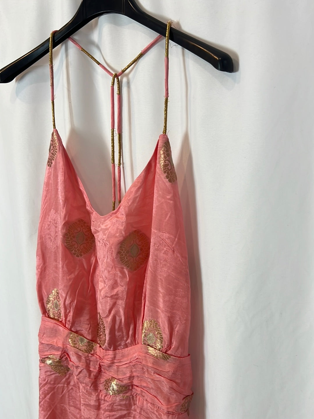 INTROPIA. Long embroidered coral dress Tm