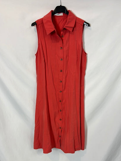 MANGO. Vestido midi coral T.m