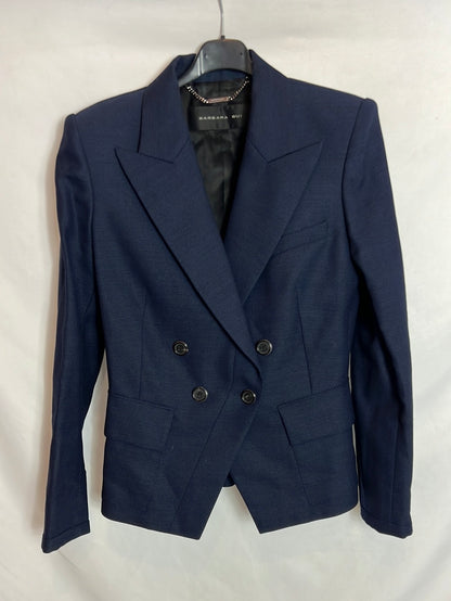 BARBARA BUI. Chaqueta azul cruzada hombreras . T 42