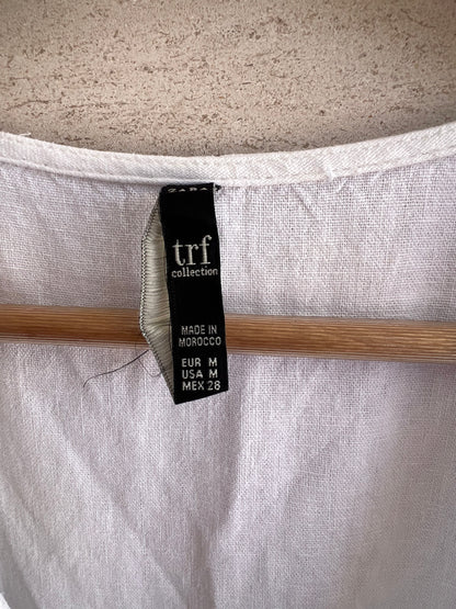 ZARA. Vestido midi blanco abotonado. T M