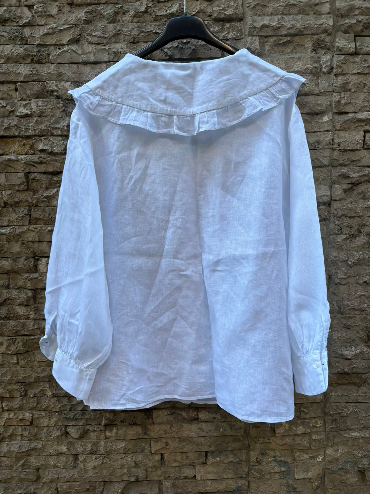 ZARA. Blusa blanca lino cuello amplio