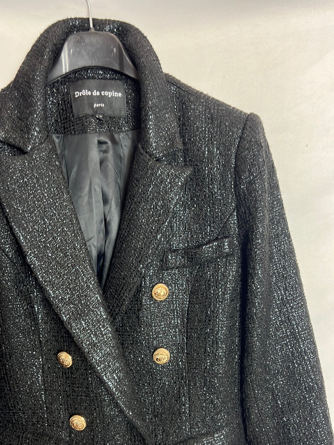DROLE DE COPINE. Blazer negra textura. T S (Tara)