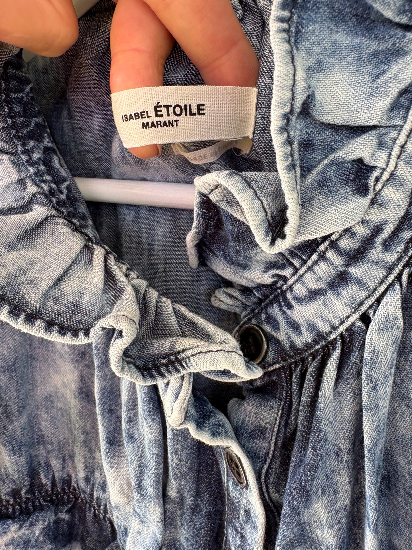 ISABEL MARANT ÉTOILE. Blusa denim volantes. T XS/S