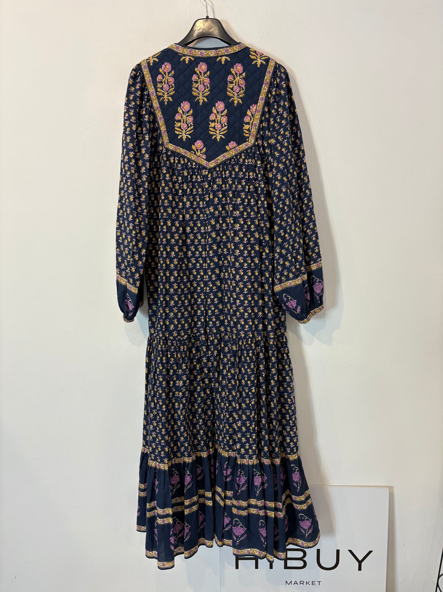 LOUISE MISHA. Vestido largo azul estampado