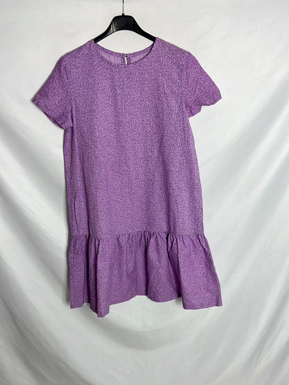 OTHERS. Short purple floral dress. TS/M