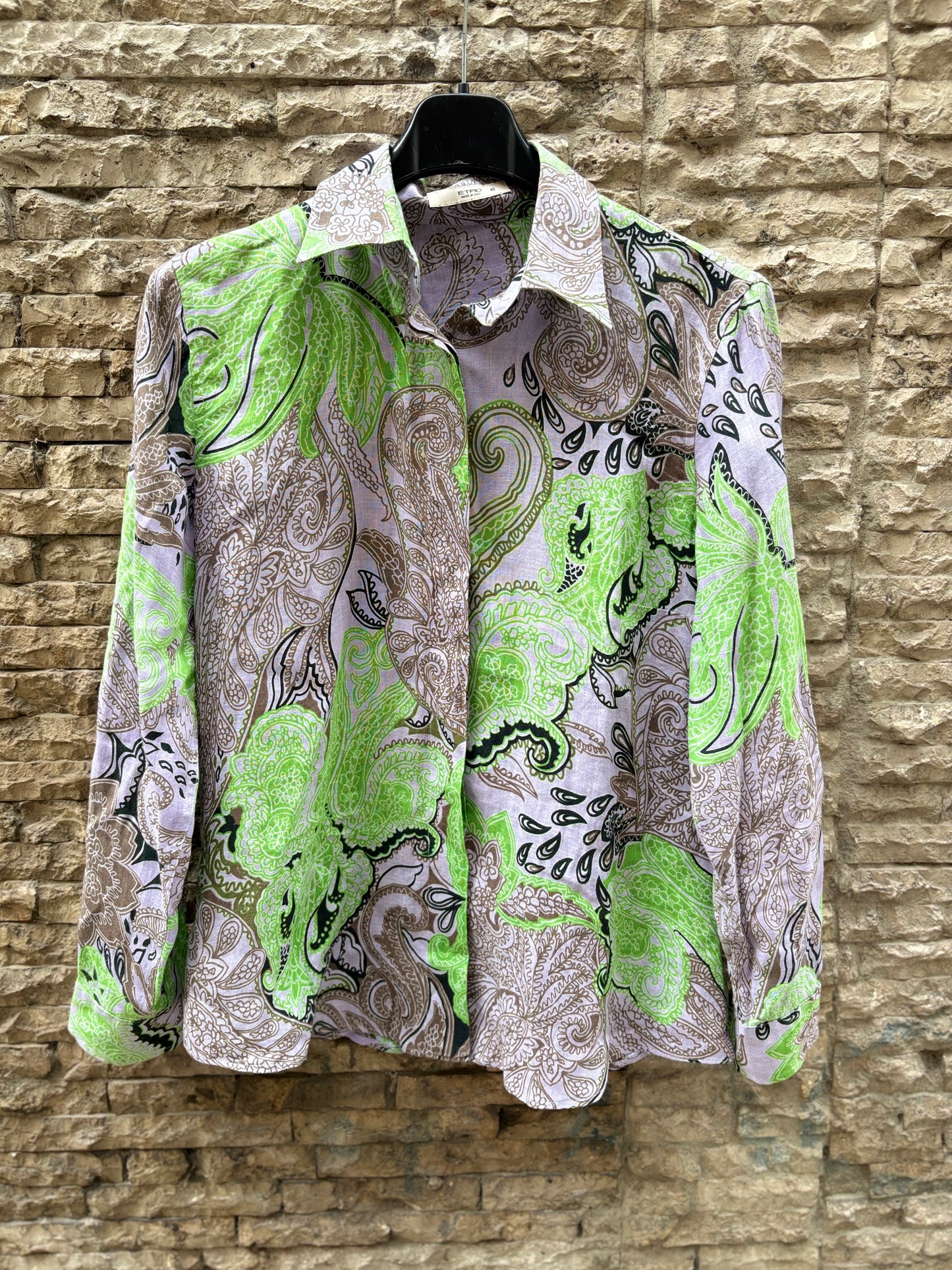 ETRO. Camisa lino estampada
