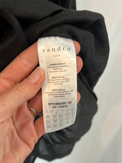 SANDRO. Black blouse with puffed sleeves TM