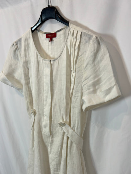 BURBERRY. White linen midi dress. Size 40