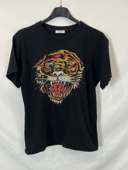 P.A.R.O.S.H. Camiseta negra tigre. T S
