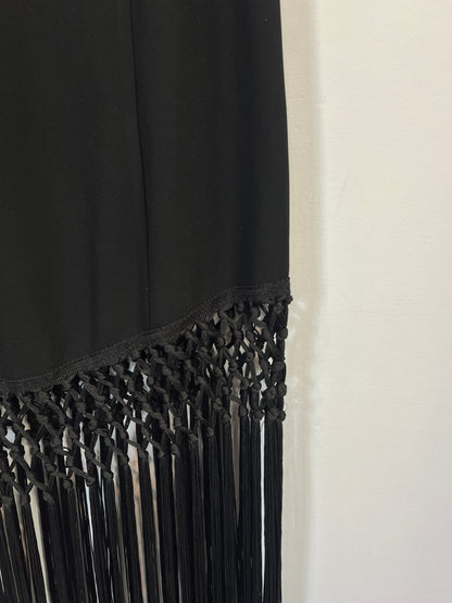 ZARA. Vestido negro flecos T.s