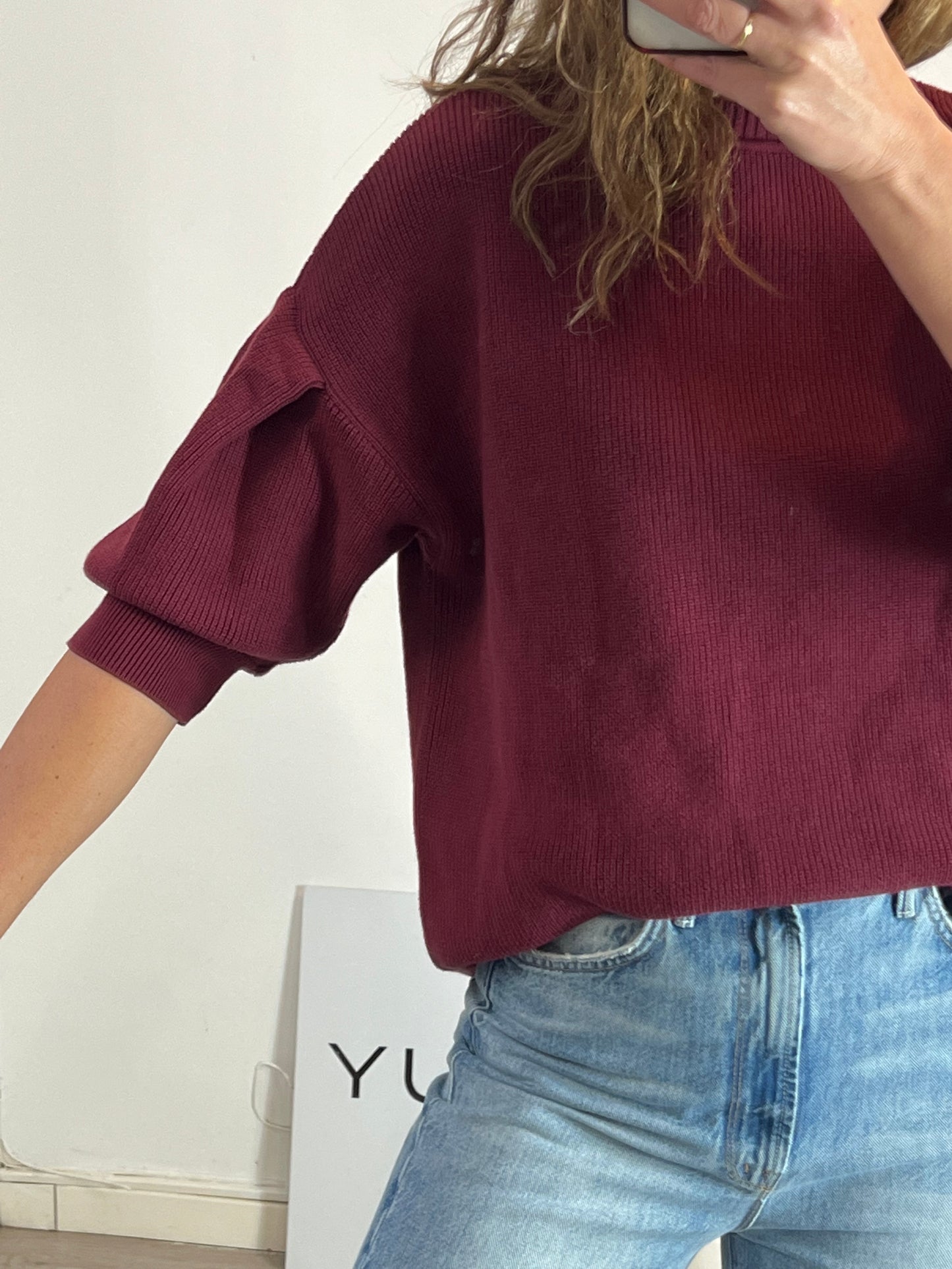 EMES. Jersey algodón burdeos T.2(M)