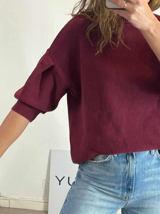 EMES. Jersey algodón burdeos T.2(M)