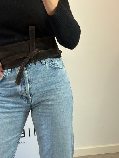 OTRAS. Cinturón fajín  marrón piel ajustable