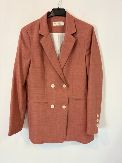 SEE U  SOON. Blazer rosa jaspeada