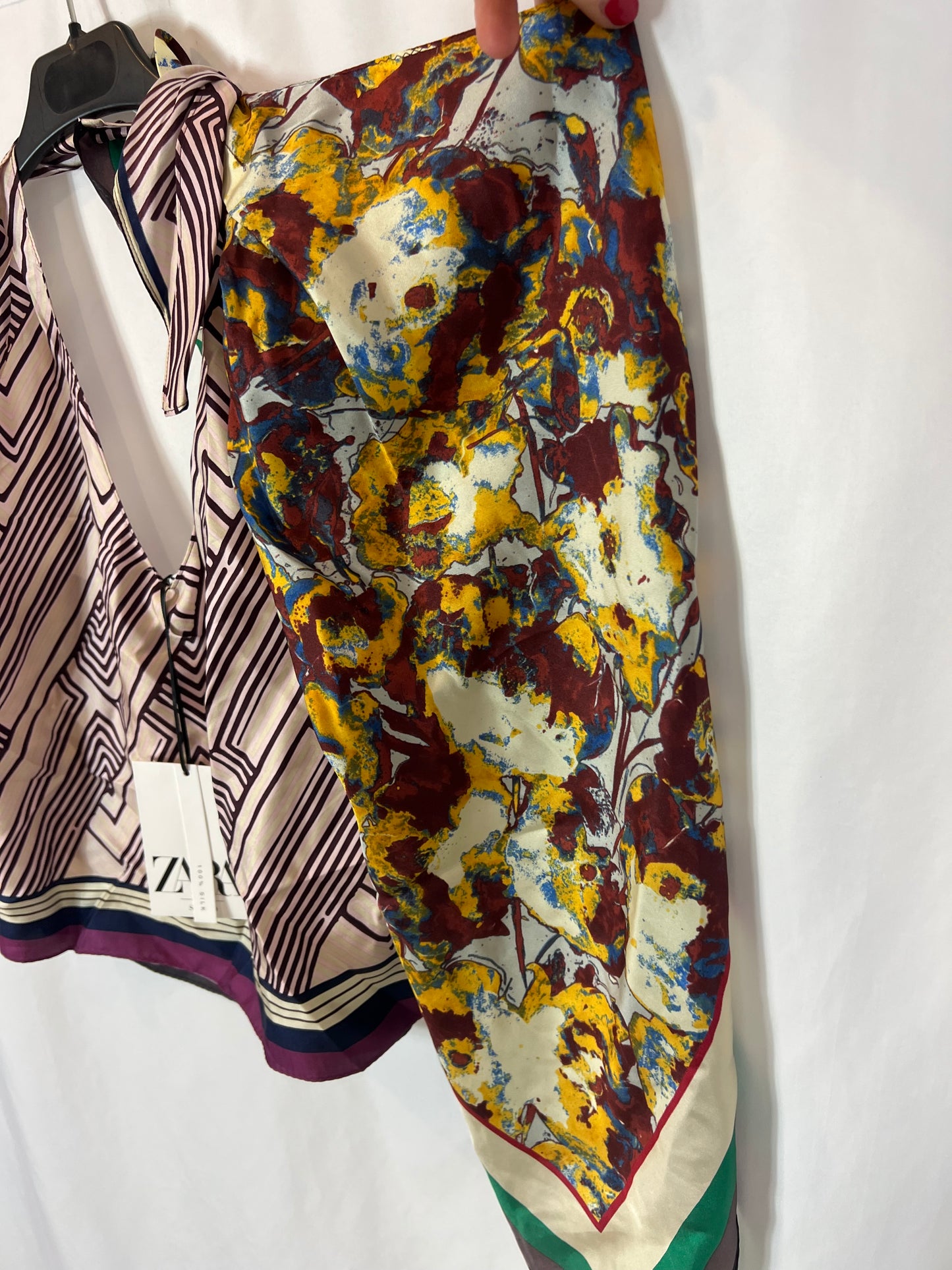 ZARA. Printed silk top. Size XS