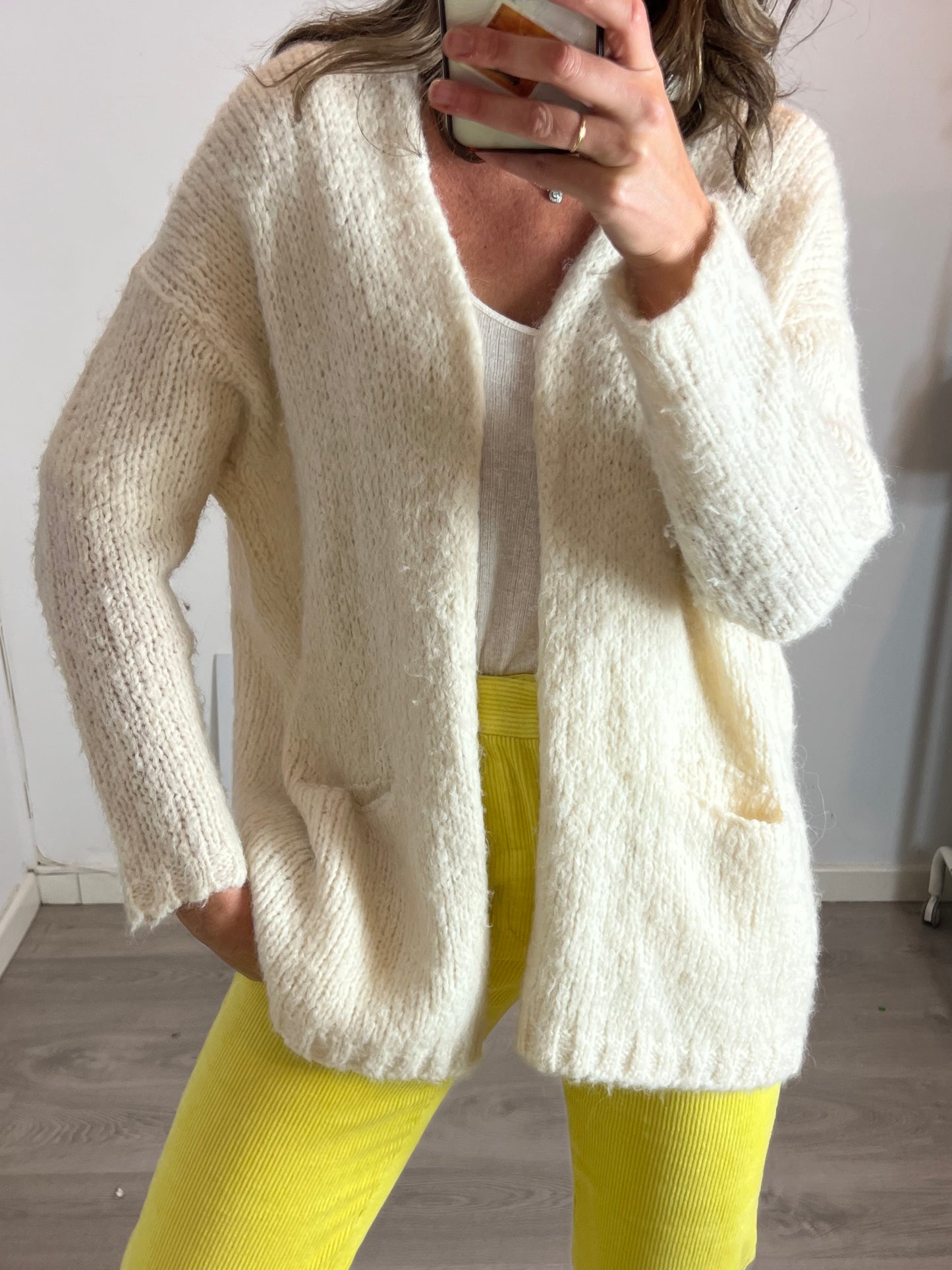 AMERICAN VINTAGE. Cárdigan color crudo con lana. T XS/S