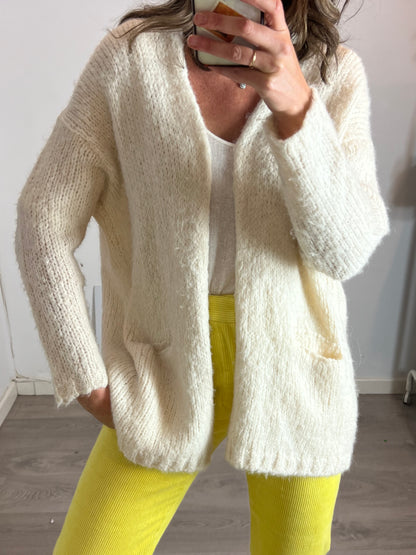 AMERICAN VINTAGE. Cárdigan color crudo con lana. T XS/S