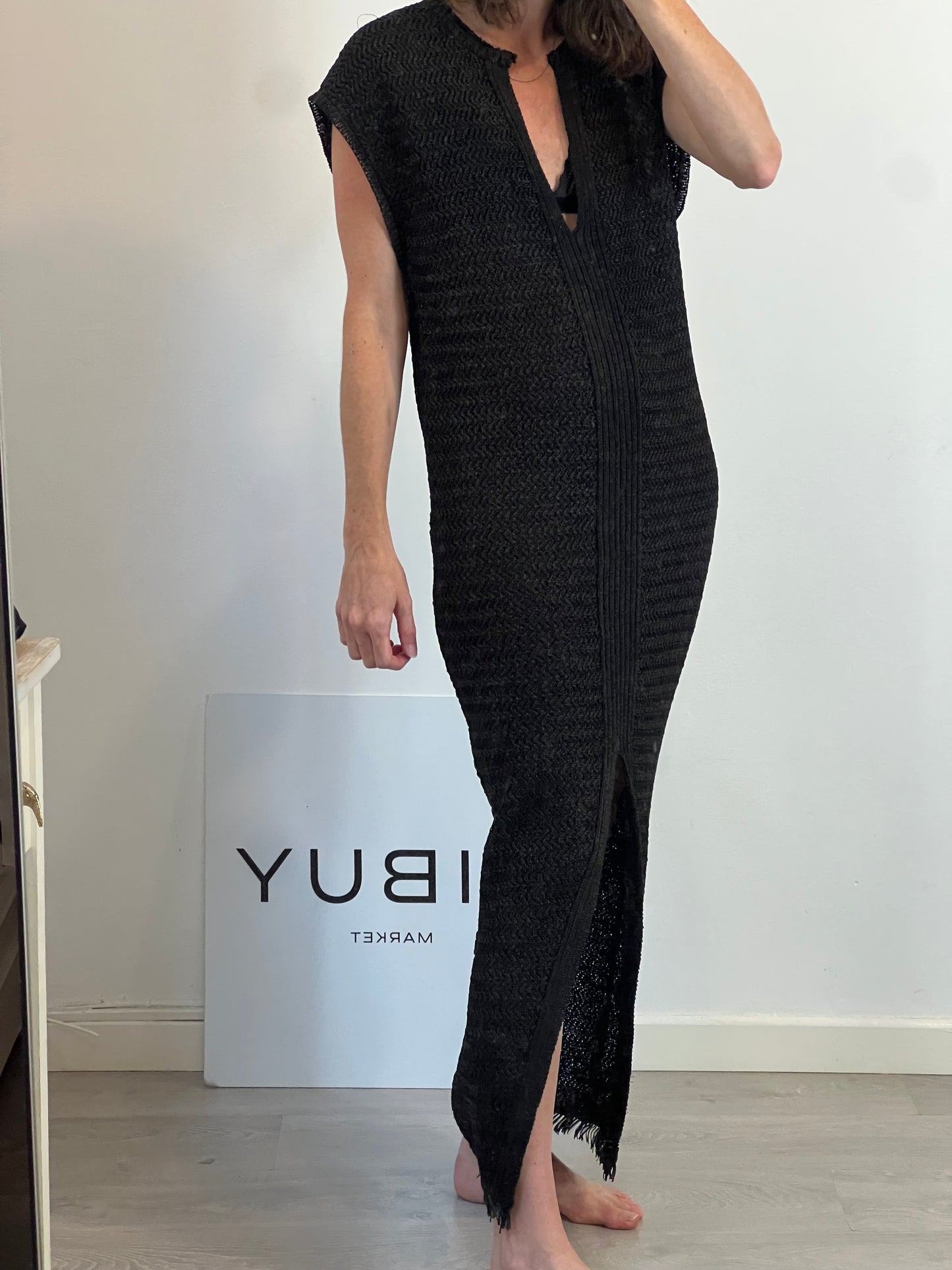 H&M. Vestido punto negro T.xs