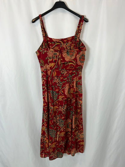 MANGALAM. Burgundy floral midi dress Ts/m