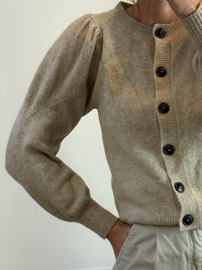 MANGO. Chaqueta beige jaspeada lana