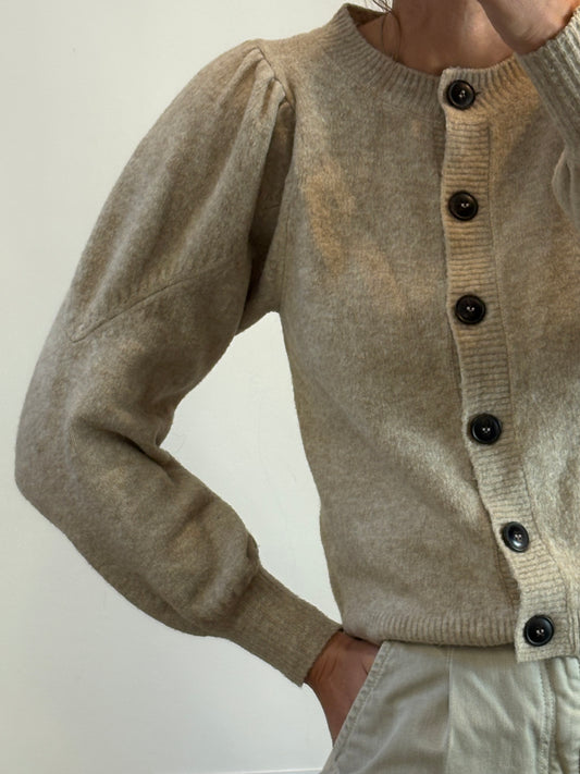 MANGO. Chaqueta beige jaspeada lana