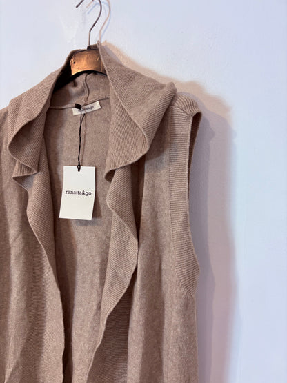 RENATTA&GO. Chaleco punto beige capucha