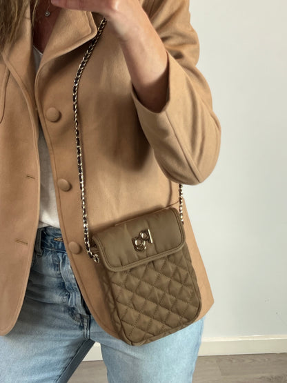 PURIFICACIÓN GARCÍA.  Bolso mini lona marrón