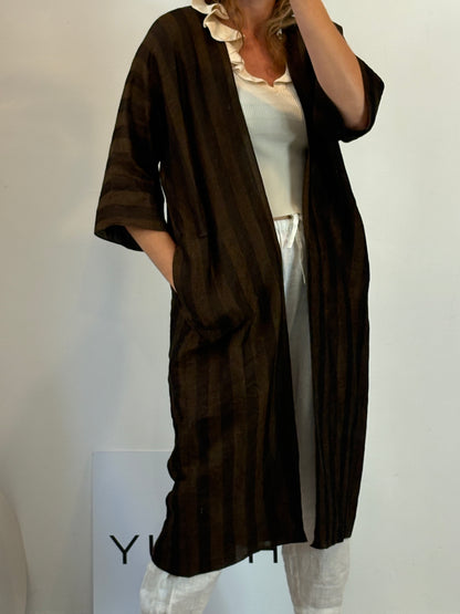CORTANA. Kimono rayas lino y algodón