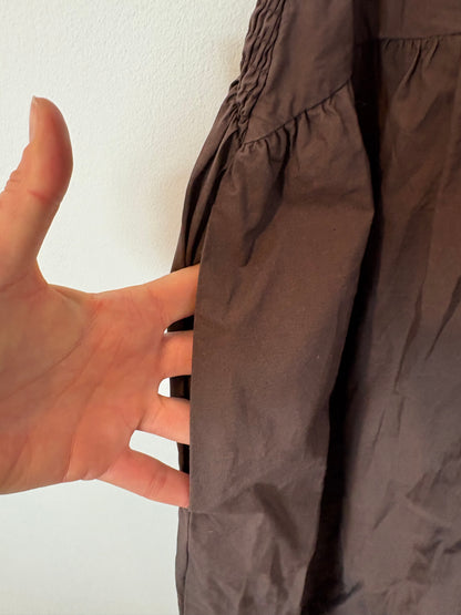 ZARA. Vestido largo marrón flor