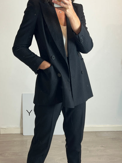 ZARA. Traje de chaqueta gris marengo rayas. T S