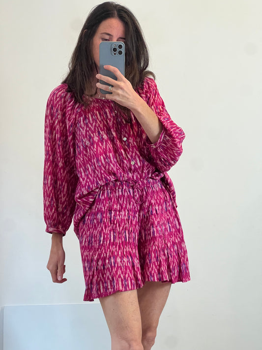MANGO. Conjunto rosa estampado