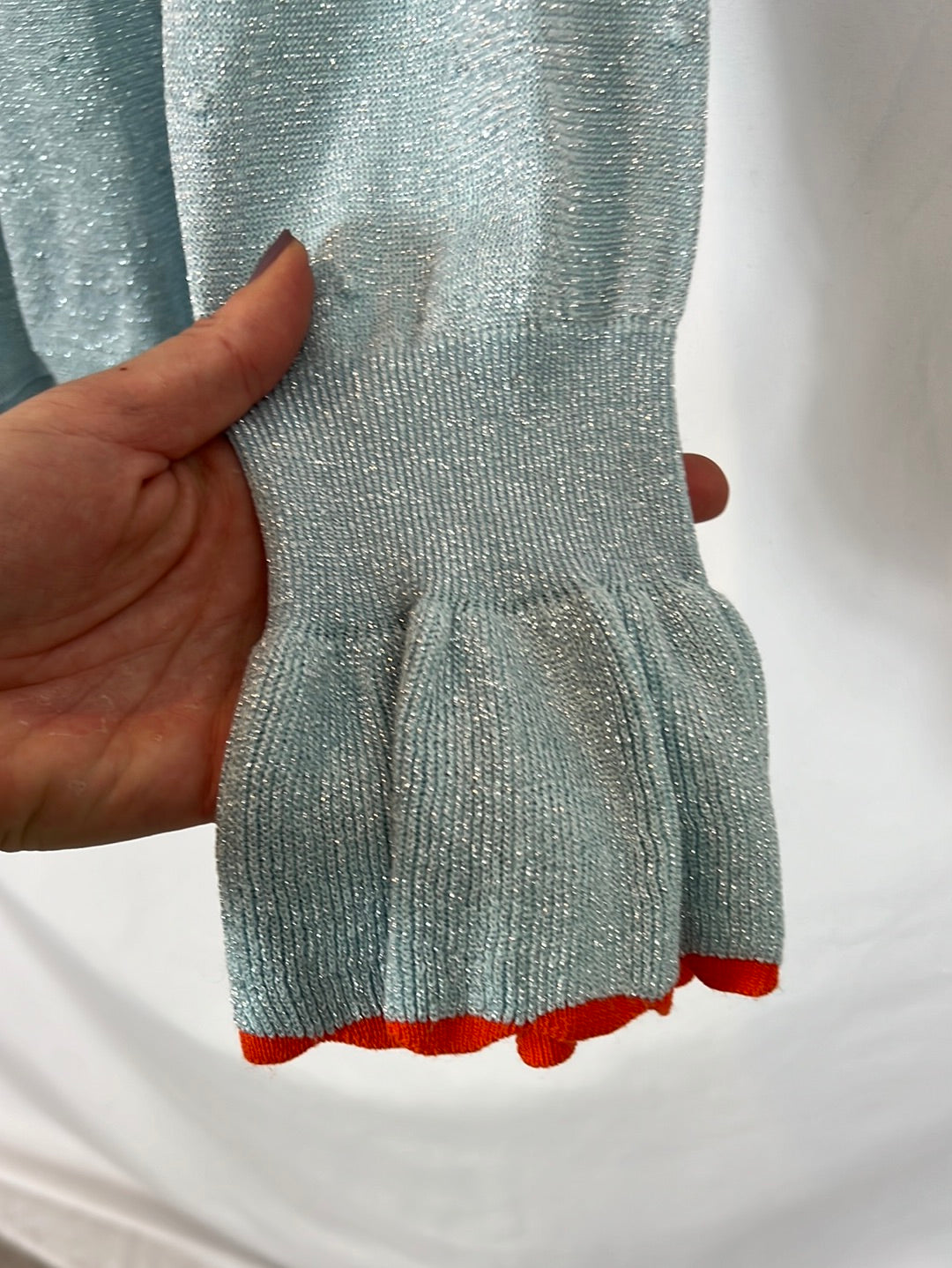 NÜMPH. Top azul hilos brillo  T.m