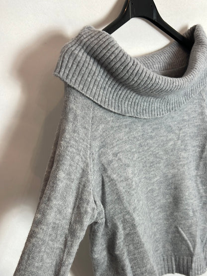 OTRAS. Jersey gris jaspeado detalle cuello. T L