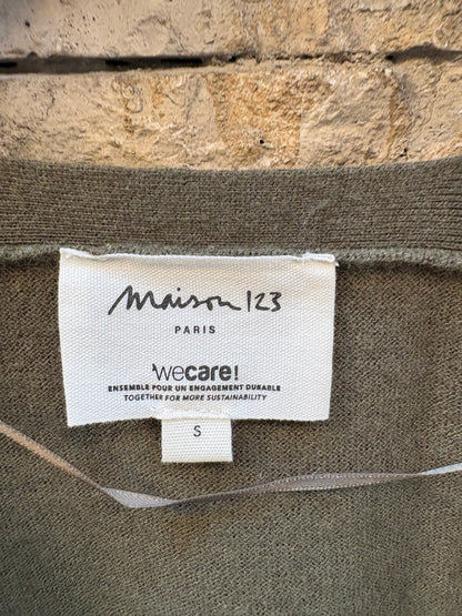 MAISON 123. Chaqueta verde punto con lana