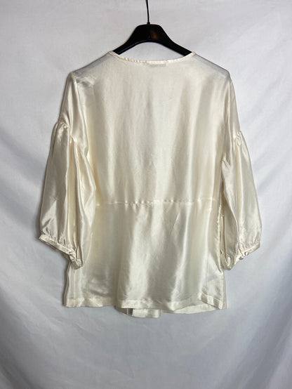 MASSIMO DUTTI. Blusa beige satinada T.U (M)