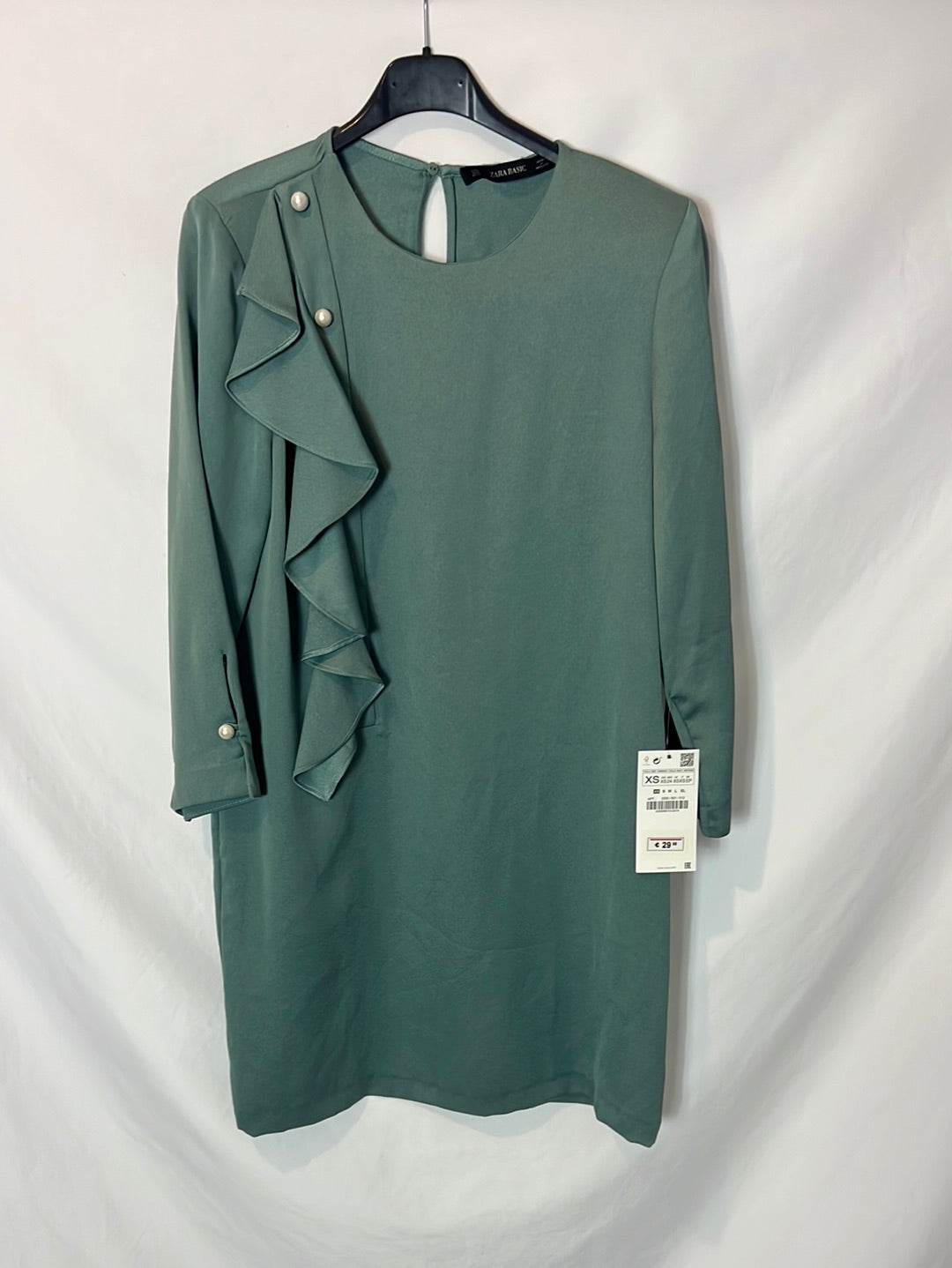 ZARA. Flowing aqua green dress with pearl detail. XS Hibuy market ZARA. Flowing aqua green dress with pearl detail. XS Hibuy market