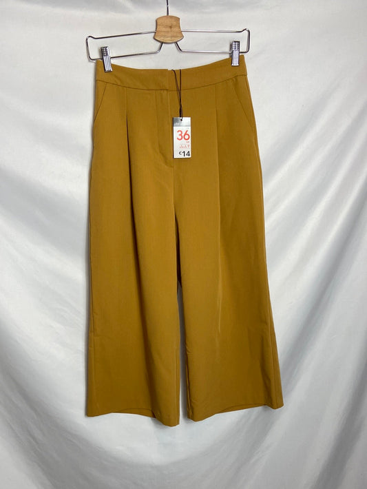 PRIMARK. Pantalón palazzo mostaza T. 36
